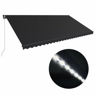 Luifel handmatig uittrekbaar met LED 600x300 cm antraciet 2