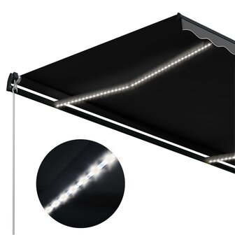 Luifel handmatig uittrekbaar met LED 600x300 cm antraciet 4