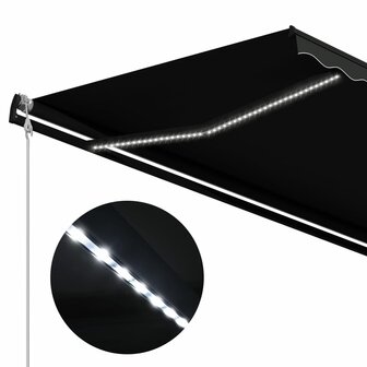 Luifel uittrekbaar met windsensor en LED 300x250 cm antraciet 6