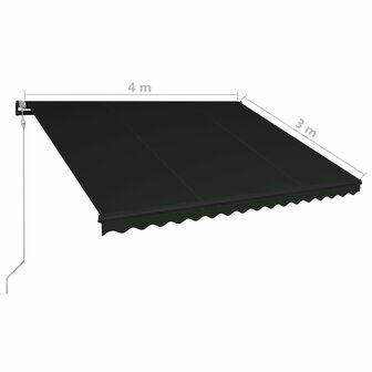 Luifel uittrekbaar met windsensor en LED 400x300 cm antraciet 12