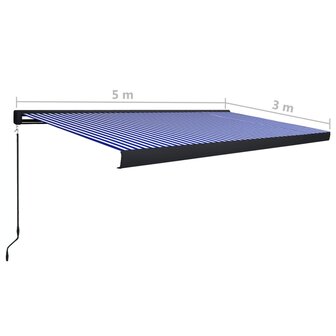 Luifel handmatig 500x300 cm blauw en wit 7