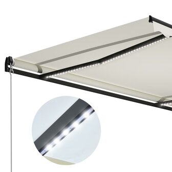 Luifel handmatig uittrekbaar met LED 400x300 cm cr&egrave;me 5