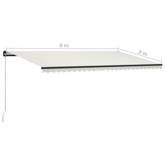 Luifel handmatig uittrekbaar met LED 600x300 cm cr&egrave;me 11