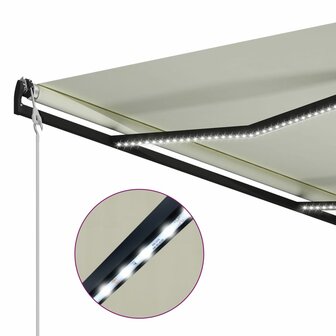 Luifel uittrekbaar met windsensor en LED 300x250 cm cr&egrave;me 5