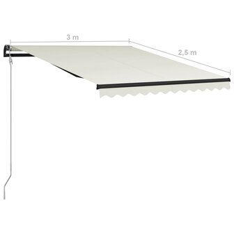 Luifel uittrekbaar met windsensor en LED 300x250 cm cr&egrave;me 11