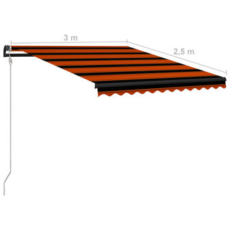 Luifel uittrekbaar met windsensor LED 300x250 cm oranje bruin 11