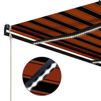 Luifel uittrekbaar met windsensor LED 500x300 cm oranje bruin 5