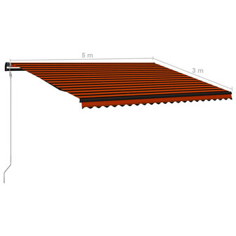 Luifel uittrekbaar met windsensor LED 500x300 cm oranje bruin 11