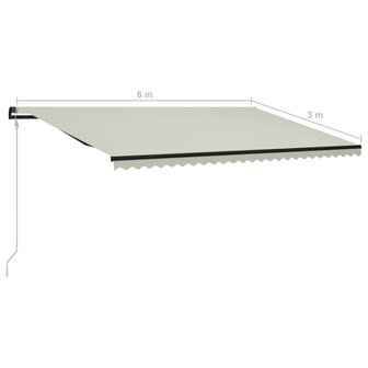 Luifel uittrekbaar met windsensor en LED 600x300 cm cr&egrave;me 11