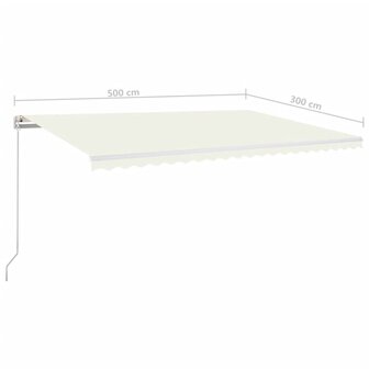 Luifel handmatig uittrekbaar met LED 500x300 cm cr&egrave;mekleurig 7