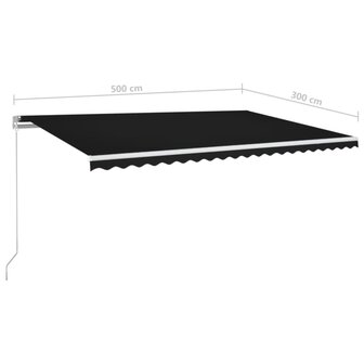 Luifel handmatig uittrekbaar met LED 500x300 cm antracietkleur 7