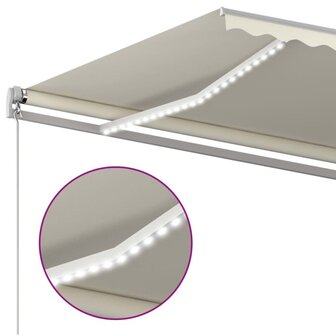 Luifel handmatig uittrekbaar met LED 600x300 cm cr&egrave;mekleurig 5