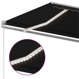 Luifel handmatig uittrekbaar met LED 600x300 cm antracietkleur 5