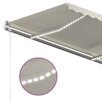 Luifel handmatig uittrekbaar met LED 450x350 cm cr&egrave;mekleurig 5