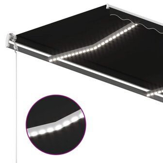 Luifel handmatig uittrekbaar met LED 450x350 cm antracietkleur 5