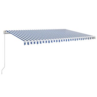 Luifel handmatig uittrekbaar met LED 500x350 cm blauw en wit 2