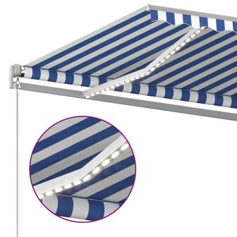 Luifel handmatig uittrekbaar met LED 500x350 cm blauw en wit 5