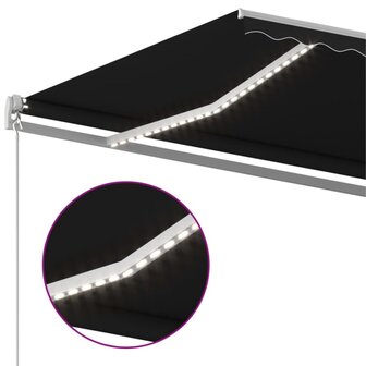 Luifel handmatig uittrekbaar met LED 500x350 cm antracietkleur 5