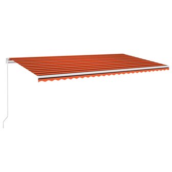 Luifel handmatig uittrekbaar met LED 600x350 cm oranje en bruin 2