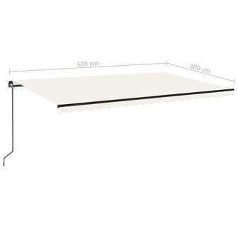 Luifel handmatig uittrekbaar met LED 500x300 cm cr&egrave;mekleurig 8