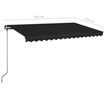 Luifel handmatig uittrekbaar met LED 450x350 cm antracietkleur 7