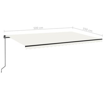 Luifel handmatig uittrekbaar met LED 500x350 cm cr&egrave;mekleurig 7