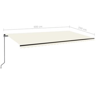 Luifel handmatig uittrekbaar 600x350 cm cr&egrave;mekleurig 7