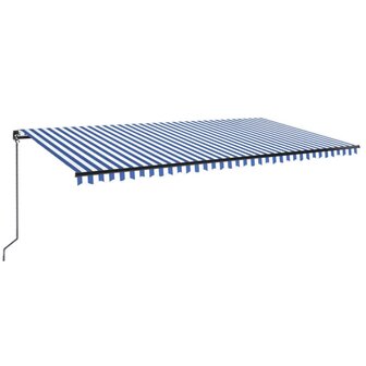 Luifel handmatig uittrekbaar met LED 600x350 cm blauw en wit 2