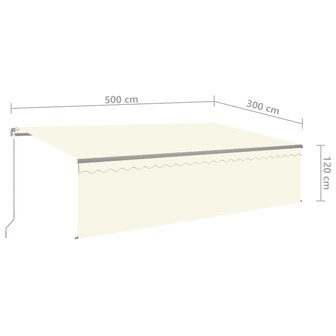 Luifel handmatig uittrekbaar met rolgordijn en LED 5x3 m cr&egrave;me 7