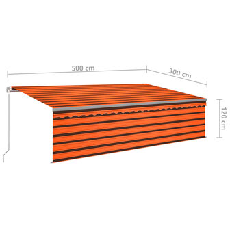 Luifel handmatig uittrekbaar rolgordijn LED 5x3 m oranje bruin 7