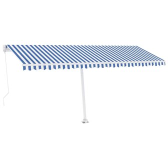 Luifel handmatig uittrekbaar met LED 500x300 cm blauw en wit 2