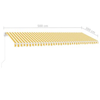 Luifel handmatig uittrekbaar met LED 500x300 cm geel en wit 11