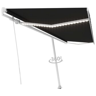 Luifel handmatig uittrekbaar met LED 500x300 cm antracietkleur 3