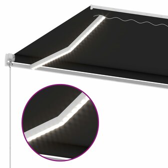 Luifel handmatig uittrekbaar met LED 500x300 cm antracietkleur 7