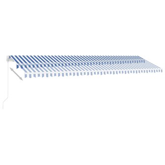 Luifel handmatig uittrekbaar met LED 600x300 cm blauw en wit 4