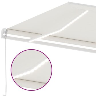 Luifel handmatig uittrekbaar met LED 600x300 cm cr&egrave;mekleurig 7