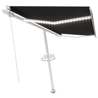 Luifel handmatig uittrekbaar met LED 400x350 cm antracietkleur  3