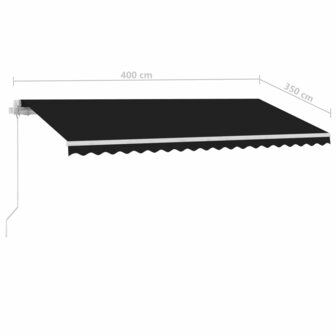 Luifel handmatig uittrekbaar met LED 400x350 cm antracietkleur  12