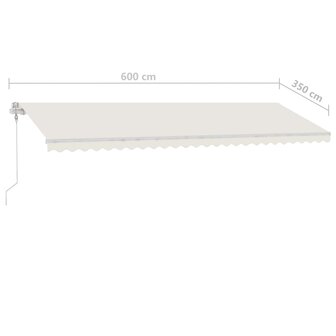 Luifel handmatig uittrekbaar met LED 600x350 cm cr&egrave;mekleurig 11