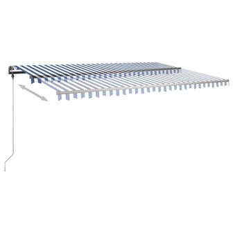 Luifel handmatig uittrekbaar met LED 500x300 cm blauw en wit 6