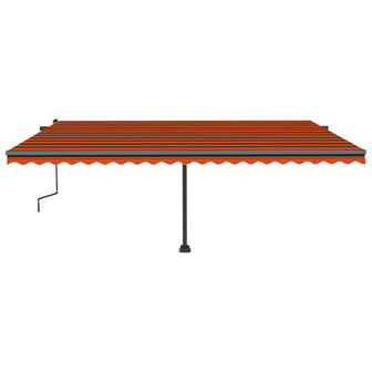 Luifel handmatig uittrekbaar met LED 500x300 cm oranje en bruin 3