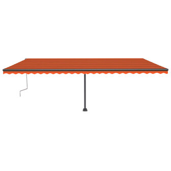 Luifel handmatig uittrekbaar met LED 600x300 cm oranje en bruin 2