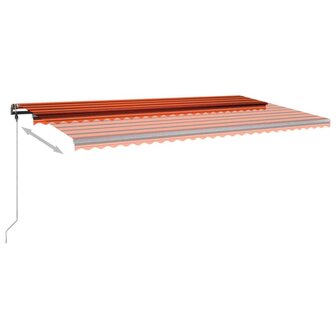 Luifel handmatig uittrekbaar met LED 600x300 cm oranje en bruin 5