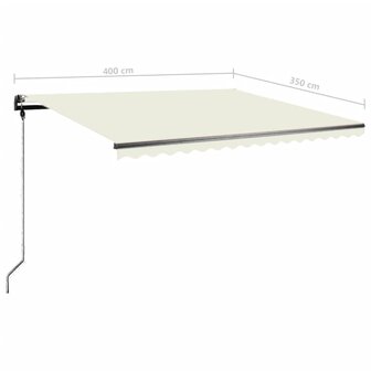 Luifel handmatig uittrekbaar met LED 400x350 cm cr&egrave;mekleurig 12