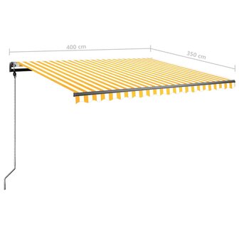 Luifel handmatig uittrekbaar met LED 400x350 cm geel en wit 12