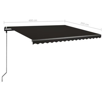 Luifel handmatig uittrekbaar met LED 400x350 cm antracietkleur 11