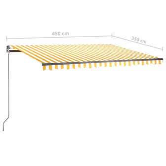 Luifel handmatig uittrekbaar met LED 450x350 cm geel en wit 12