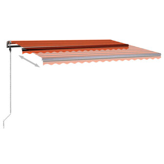 Luifel handmatig uittrekbaar met LED 450x350 cm oranje en bruin 5