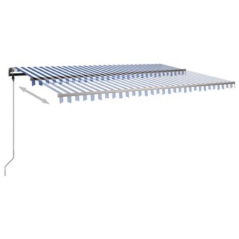 Luifel handmatig uittrekbaar met LED 500x350 cm blauw en wit 6