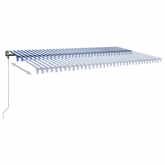 Luifel handmatig uittrekbaar met LED 600x350 cm blauw en wit 5